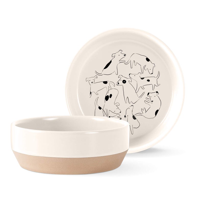 Fringe Studio Nosey Dog Spot Medium Stoneware Pet Bowl (479001) Natural - Image 2